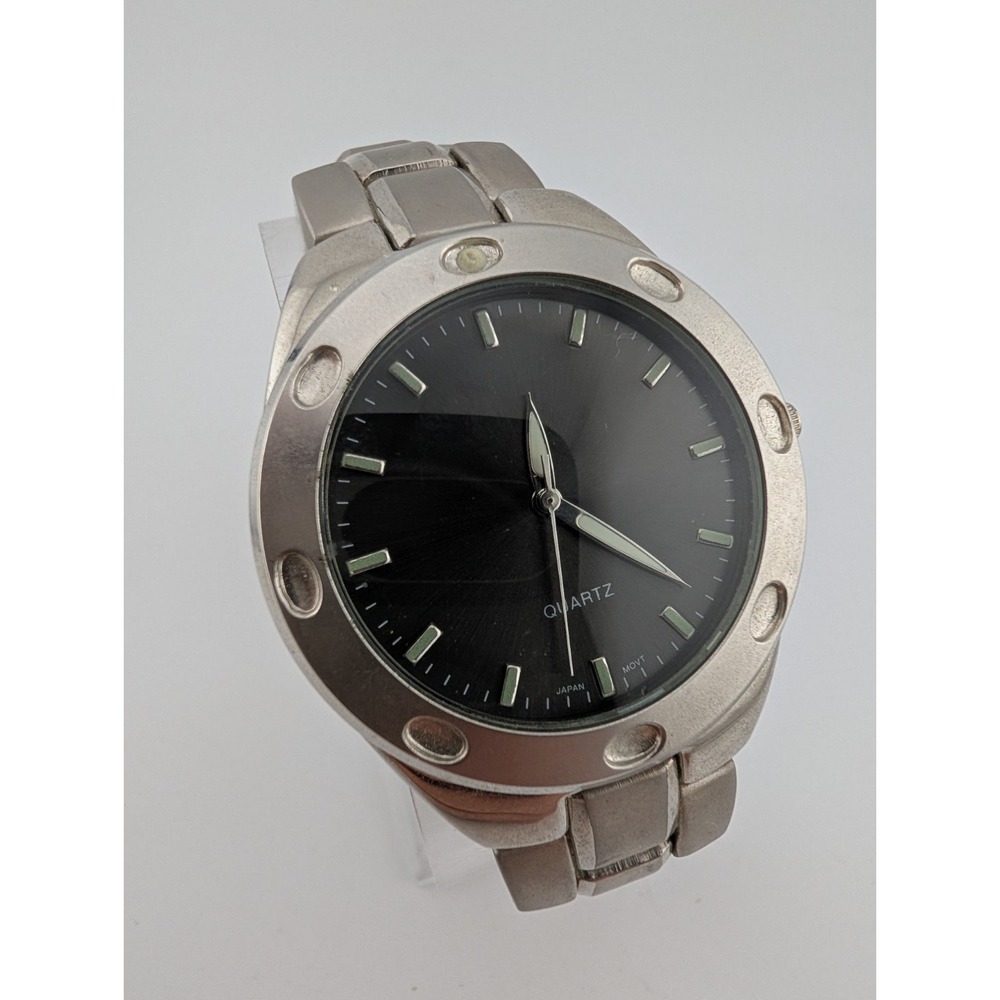 Accutime Watch Men 40mm Case 7.75" Stainless Steel Band- New Battery